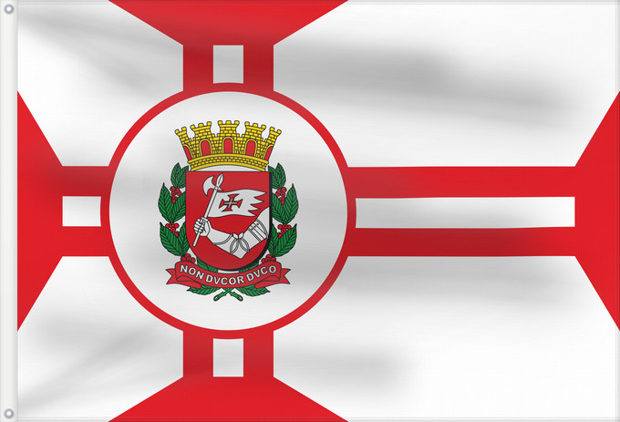 Drapeau, avec deux œillets métalliques et guindant renforcé : Cidade de São Paulo São Paulo city São Paulo, Brazil Ville de São Paulo Ciudad de São Paulo São Paulo Stadt Città di San Paolo Cidade