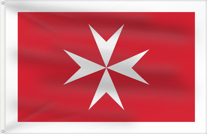 Flag, with two metal eyelets and reinforced hoist: Civil Ensign of Malta	Malta - Civil Ensign	Malte - Pavillon Civil	Malta - Bandera de Marina Civil	Malta - Zivilschiffsflagge	Malta - Insegna Civile