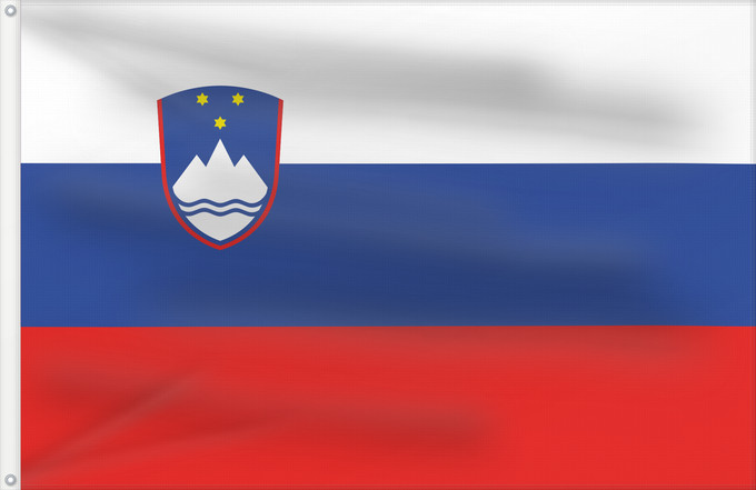 Drapeau, avec deux œillets métalliques et guindant renforcé : Civil Ensign of Slovenia Slovenia - Civil Ensign Slovénie - Pavillon Civil Eslovenia - Pavellón Civil Slowenien - Zivilschiffsflagge Slovenia - Bandiera Civile Civil ensign of Slovenia
