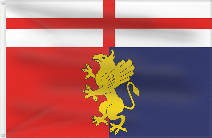 Drapeau, avec deux œillets métalliques et guindant renforcé : Club de Genes  Italie -fr	Genoa	Gênes