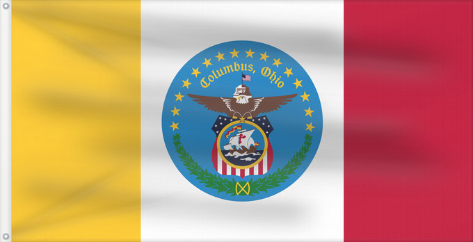 Drapeau, avec deux œillets métalliques et guindant renforcé : Columbus, Ohio	City of Columbus, Ohio, USA. Self-drawn