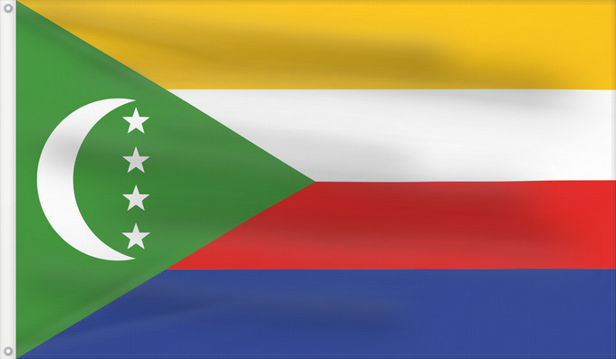 Drapeau, avec deux œillets métalliques et guindant renforcé : Comoros 2001 Comoros (2001) Comores (2001) Comoras (2001) Komoren (2001) Comore (2001) Union of the Comoros Flag since December 2001