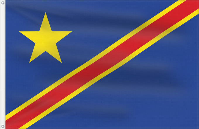 Drapeau, avec deux œillets métalliques et guindant renforcé : Congo-Léopoldville 1963-1966 Congo-Kinshasa 1963-1966 Kongo-Kinshasa 1963-1966 Dalapo ya Kongo-Kinsasa 1963-1966 Bɛndɛ́lɛ ya Kongó-Kinsásá 1963-1966