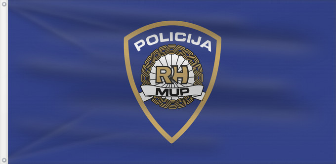 Drapeau, avec deux œillets métalliques et guindant renforcé : Croatian Police	Police croate	Policía de Croacia	Kroatische Polizei	Polizia croata