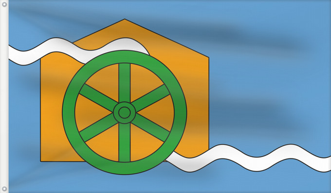 Drapeau, avec deux œillets métalliques et guindant renforcé : Cromford village The village flag of Cromford in Derbyshire