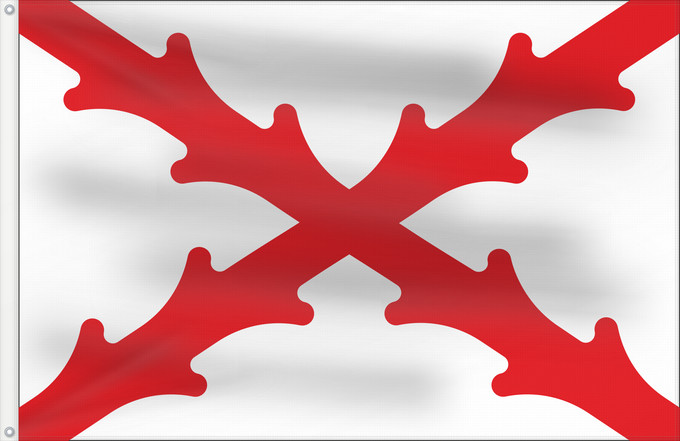 Drapeau, avec deux œillets métalliques et guindant renforcé : Cruz de Borgoña 3	With the cross of Burgundy	Bannière à la croix de Bourgogne	Cruz de Borgoña	Burgunderkreuz 3	Croce di Borgogna 3	Cruz de Borgonha	Creu de Borgonya	Crux vexilli Burgundiae