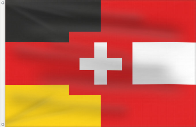 Drapeau, avec deux œillets métalliques et guindant renforcé : D-A-CH