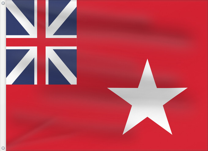 Drapeau, avec deux œillets métalliques et guindant renforcé : DBWF	Dominion of British West Florida