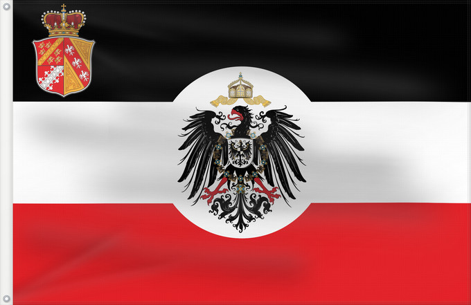 Drapeau, avec deux œillets métalliques et guindant renforcé : Dienstflagge Elsaß-Lothringen Kaiserreich	Dienstflagge für Einrichtungen des Staates