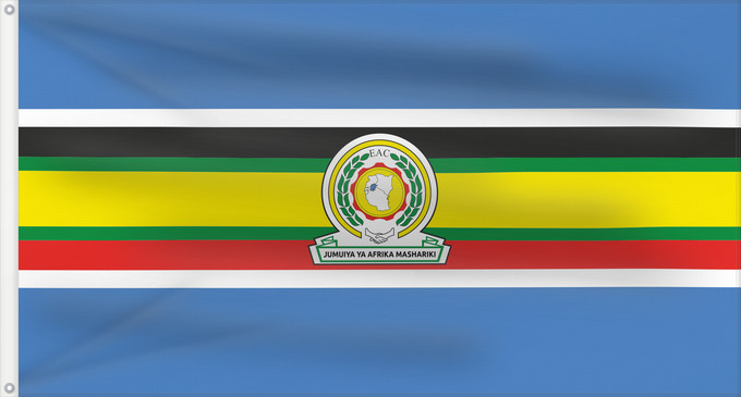 Drapeau, avec deux œillets métalliques et guindant renforcé : East African Community	Communauté d Afrique de l Est	Jumuiya ya Afrika ya Mashariki