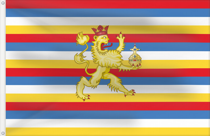 Drapeau, avec deux œillets métalliques et guindant renforcé : Electoral Palatinate  1604	War flag of the Electorate of the Palatinate in 1604	Drapeau de guerre de l'Électorat du Palatinat (1604)	Bandera de guerra del Electorado del Palatinado (1604)	Kurpfalz (1604) Kriegsflagge	Bandiera di guerra dell'Elettorato del