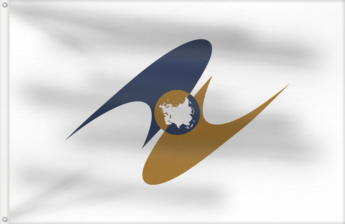 Drapeau, avec deux œillets métalliques et guindant renforcé : Eurasian Economic Union	Union économique eurasiatique	Unión Económica Euroasiática	Eurasische Wirtschaftsgemeinschaft	Unione economica eurasiatica	Az Eurázsiai Gazdasági Unió	Флаг Евразийского экономического союза