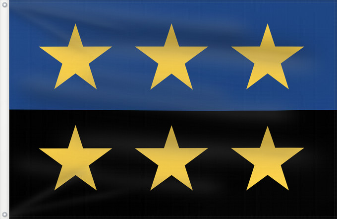 Drapeau, avec deux œillets métalliques et guindant renforcé : European Coal and Steel Community 6 Star Version	Former European Coal and Steel Community	Communauté européenne du charbon et de l'acier (version 6 étoiles)	Comunidad Europea del Carbón y del Acero (versión 6 estrellas)	Europäische Gemeinschaft für Kohle 