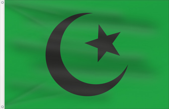 Drapeau, avec deux œillets métalliques et guindant renforcé : Fatimid Empire	Fictional flag of the Fatimid Empire  shows the basic green color often associated with the Shi a