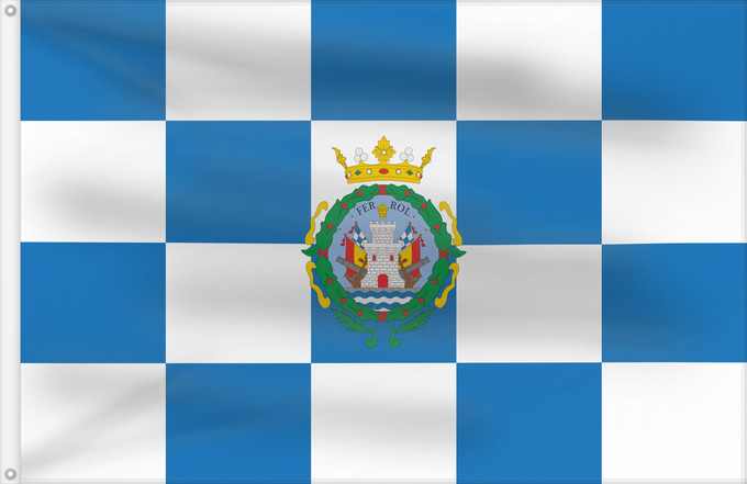 Drapeau, avec deux œillets métalliques et guindant renforcé : Ferrol	Ferrol with coat of arms	Ferrol avec blason	Ferrol con escudo	Ferrol mit Wappen	Ferrol con stemma