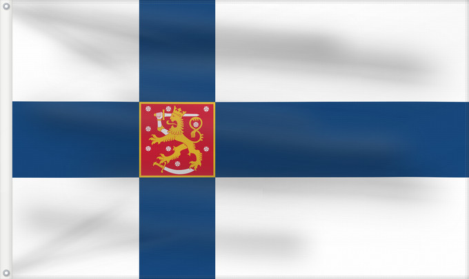 Drapeau, avec deux œillets métalliques et guindant renforcé : Finland  state	State flag of Finland	Finlande (drapeau d'État)	Finlandia (bandera de estado)	Finnland (Staatsflagge)	Finlandia (bandiera di stato)	Státní vlajka Finska	Suomen valtiolippu	Finlands statsflagga