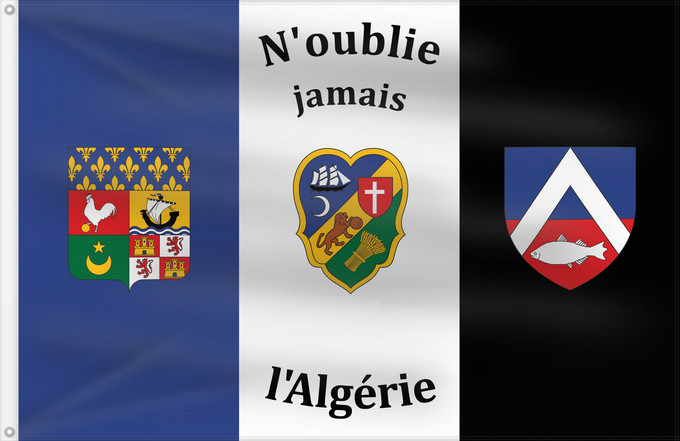 Drapeau, avec deux œillets métalliques et guindant renforcé : Français d Algérie Pied noir flag http //oran1962.free Drapeau pied-noir Bandera pied-noir Pied-noir-Flagge Bandiera pied-noir