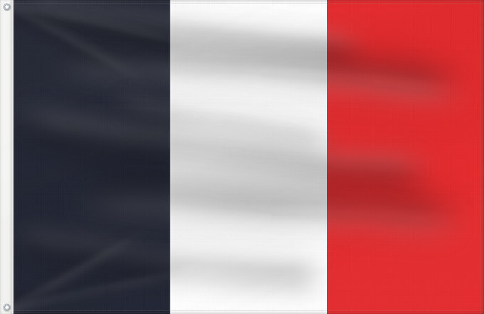 Drapeau, avec deux œillets métalliques et guindant renforcé : France  1958–1976	French flag using a variant of the blue and red shades that were used before its June 1976 modification	France (1958–1976)	Francia (1958–1976)	Frankreich (1958–1976)