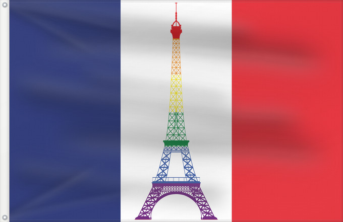 Drapeau, avec deux œillets métalliques et guindant renforcé : France Gay