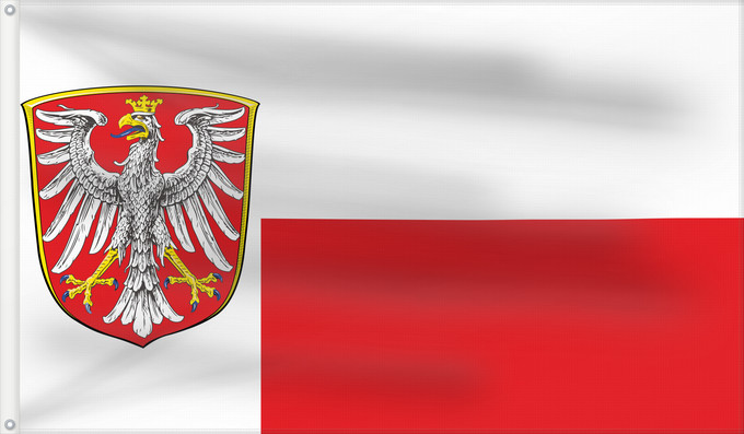 Bandera, con dos ojales metálicos y lado del asta reforzado: Frankfurt am Main	Francfort-sur-le-Main	Frankfurt del Meno	Francoforte sul Meno
