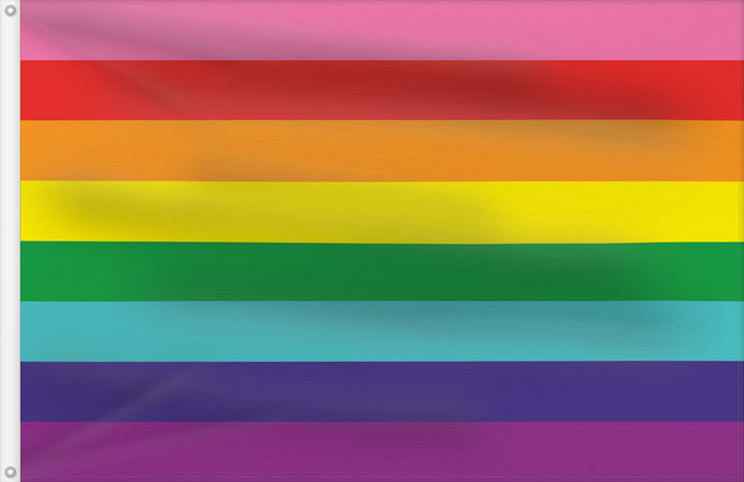 Flag, with two metal eyelets and reinforced hoist: Gay flag 8 Original eight-stripe rainbow Arco iris original con las 8 bandas