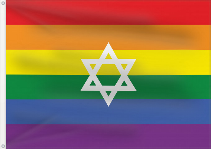 Flag, with two metal eyelets and reinforced hoist: Gay Pride flag of Israel	Gay pride flag variant used in Israel