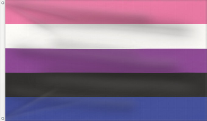 Flag, with two metal eyelets and reinforced hoist: Genderfluidity Pride	Genderfluid people