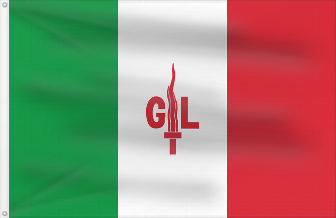 Drapeau, avec deux œillets métalliques et guindant renforcé : Giustizia e Liberta Giustizia e Liberta Justice and Liberty Giustizia e Liberta (1929–1945)