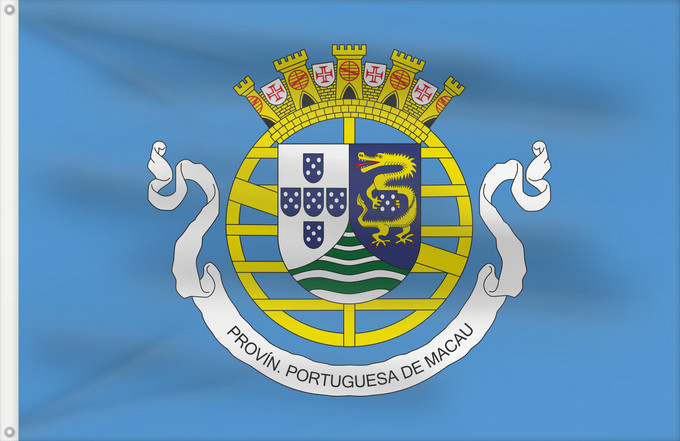 Drapeau, avec deux œillets métalliques et guindant renforcé : Government of Portuguese Macau  1951-1976	Government of Macau  1951-1976	Gouvernement de Macao (1951-1976)	Gobierno de Macao (1951-1976)	Regierung von Macau (1951-1976)	Governo di Macao (1951-1976)	Governo de Macau 1951-1976	​葡國澳門政府旗  1951-1976