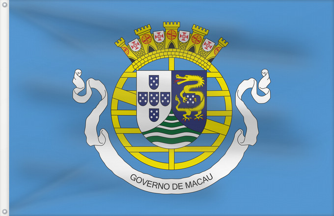 Drapeau, avec deux œillets métalliques et guindant renforcé : Government of Portuguese Macau  1976–1999	Government of Macau between February 17, 1976 and December 20, 1999	Gouvernement de Macao (1976–1999)	Gobierno de Macao (1976–1999)	Regierung von Macau (1976–1999)	Governo di Macao (1976–1999)	Governo de Macau ent