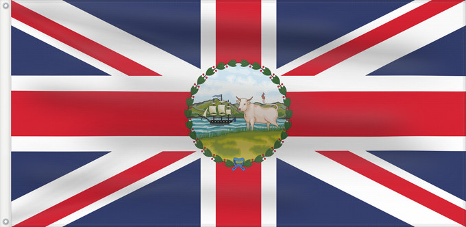Drapeau, avec deux œillets métalliques et guindant renforcé : Governor of the Falkland Islands  1876–1925	Governor of the Falkland Islands (1876–1925)	Gouverneur des îles Falkland (1876–1925)	Gobernador de las Islas Malvinas (1876–1925)	Gouverneur der Falklandinseln (1876–1925)	Governatore delle Isole Falkland (1876