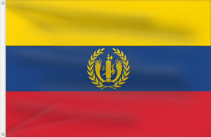 Drapeau, avec deux œillets métalliques et guindant renforcé : Gran Colombia  Brigada Nacional de Artillería	Brigade National Artillery (Gran Colombia) 1824	Brigade Nationale d'Artillerie (Grande Colombie) 1824	Brigada Nacional de Artillería  Gran Colombia  1824	Brigade National Artillerie (Großkolumbien) 1824	Brigat