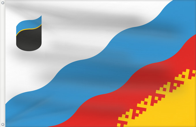 Drapeau, avec deux œillets métalliques et guindant renforcé : Gubkinsky  Yamal Nenetsia	Gubkinsky, Yamal Nenetsia, Russia	Gubkinsky	Флаг муниципального образования город Губкинский