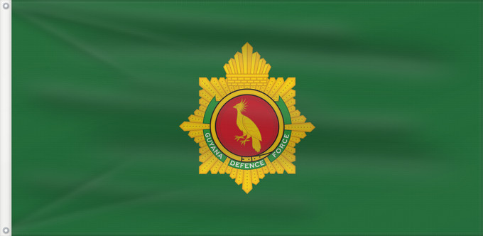 Drapeau, avec deux œillets métalliques et guindant renforcé : Guyana Defence Force Force de défense du Guyana Fuerza de Defensa de Guyana Forza di Difesa della Guyana
