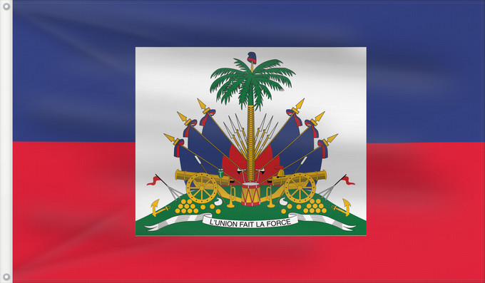 Drapeau, avec deux œillets métalliques et guindant renforcé : Haiti  1859–1964	Haiti 1820-1849/1859-1964