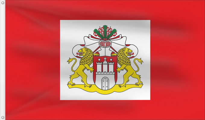 Drapeau, avec deux œillets métalliques et guindant renforcé : Hamburg	Hamburg State Flag	Drapeau d'État de Hambourg	Bandera estatal de Hamburgo	Staatsflagge der Freien und Hansestadt Hamburg	Bandiera di Stato di Amburgo