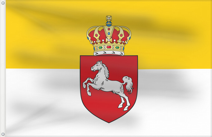 Drapeau, avec deux œillets métalliques et guindant renforcé : Hanover 1837-1866 Hanover during 1837—1866 Hanovre (1837–1866) Hanóver (1837–1866) Hannover (1837–1866) Флаг Ганновера в период с 1837 по 1866 годы