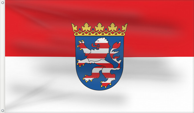 Drapeau, avec deux œillets métalliques et guindant renforcé : Hesse  state	State service flag of Hesse	Hesse - Drapeau de Service de l'État	Hesse - Bandera de Servicio Estatal	Landesdienstflagge Hessens	Hesse - Bandiera di Servizio Statale