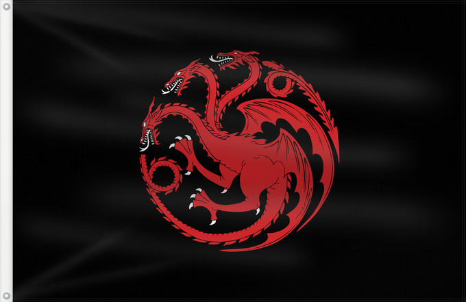 Flagge, mit zwei Metallösen und verstärktem Besatzband: House Targaryen of Dragonstone House Targaryen of Dragonstone A Song of Ice and Fire; Game of Thrones