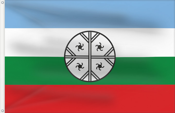 Drapeau, avec deux œillets métalliques et guindant renforcé : Huenteche	Mapuche Flag of Huenteche Territory as chosen by the Mapuche organisation Aukin Wallmapu Ngulam - Consejo de Todas las Tierras [ Council of all lands ] in March 1991	Mapuche del Territorio Huenteche