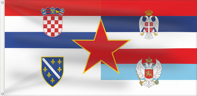 Drapeau, avec deux œillets métalliques et guindant renforcé : Imaginary flag of Serbo-Croatian Language Former Flags Imaginary flag of the extinct Serbo-Croatian Language Former Flags