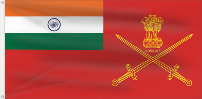 Drapeau, avec deux œillets métalliques et guindant renforcé : Indian Army	Armée indienne	Ejército Indio	Indische Armee	Esercito Indiano