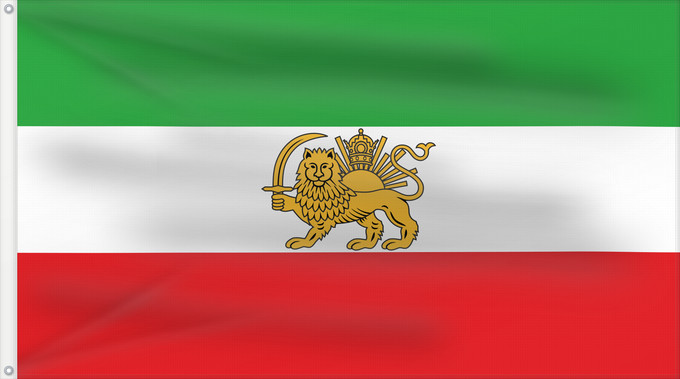 Drapeau, avec deux œillets métalliques et guindant renforcé : Iran before 1979 Revolution	Iran (before 1979 Revolution)	Iran (avant la Révolution de 1979)	Irán (antes de la Revolución de 1979)	Iran (vor der Revolution 1979)	Iran (prima della Rivoluzione del 1979)