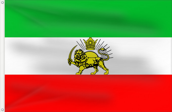 Drapeau, avec deux œillets métalliques et guindant renforcé : Iran before 1979 Revolution  Pahlavi Dynasty	Iran before 1979 Revolution	L Iran avant la révolution de 1979	Irán antes de 1979 Revolución	Iran vóór 1979 Revolutie	Dell Iran prima del 1979 Rivoluzione	Irã antes da Revolução de 1979	Iranu przed rewolucją z 
