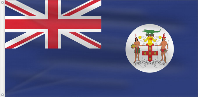Drapeau, avec deux œillets métalliques et guindant renforcé : Jamaica  1957–1962	Jamaica between April 8, 1957 - July 13, 1962	Jamaïque (1957–1962)	Jamaica (1957–1962)	Jamaika (1957–1962)	Giamaica (1957–1962)