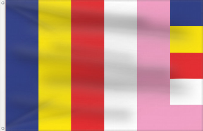 Drapeau, avec deux œillets métalliques et guindant renforcé : Jodo Shinshu buddhist A buddhist flag for Jodo Shinshu sect