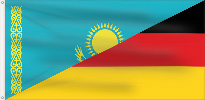 Drapeau, avec deux œillets métalliques et guindant renforcé : Kazakhstan and Germany	German/Kazakh nationality	Nationalité germano-kazakhe	Nacionalidad germano-kazaja	Deutsch-Kasachische Nationalität	Nazionalità tedesco-kazaka