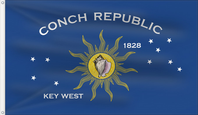 Flag, with two metal eyelets and reinforced hoist: Key West, Florida	Conch Republic  Key West