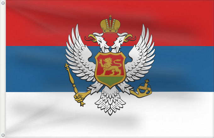 Flag, with two metal eyelets and reinforced hoist: Montenegro 1905–1918 King of Montenegro 1900-1918 Roi du Monténégro - Étendard Royal (1900-1918) Re de Montenegro 1900-1918 König von Montenegro - Königsstandarte (1900-1918) Re di Montenegro - Stendardo Reale (1900-1918) Флаг Короля Черногории 1900-1