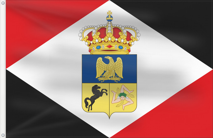 Drapeau, avec deux œillets métalliques et guindant renforcé : Kingdom of Naples  1808	Napoleonic Kingdom of Naples, from 1808 to 1811	Royaume de Naples (1808-1811)	Reino de Nápoles (1808-1811)	Königreich Neapel (1808-1811)	Regno di Napoli napoleonico tra il 1808 e il 1811, contenente anche il nuovo stemma delle Due 